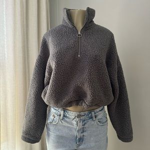 HOLLISTER sherpa teddy quarter zip jacket